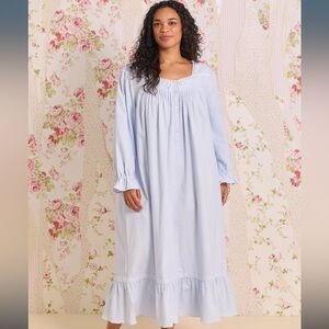 Eileen West Peri Heritage Cotton Flannel Embroidery Long Nightgown Large Cottage